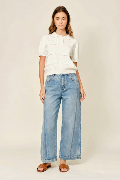 Curve Sideseam Two Way Detail Vintage Washed Jeans