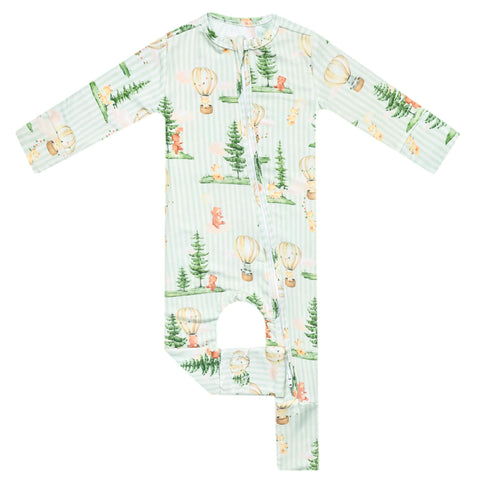 Bamboo Convertible Zip-Up Footie in Forest Explorer