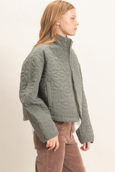 Daisy Quilted Mock Neck Jacket