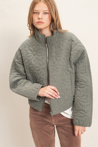 Daisy Quilted Mock Neck Jacket