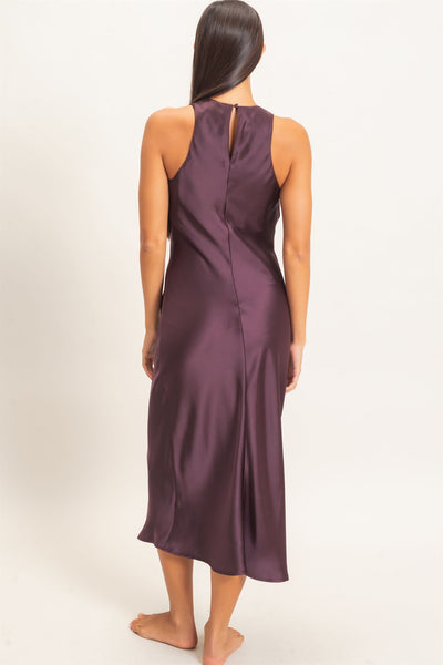 Sleeveless Satin Midi Dress