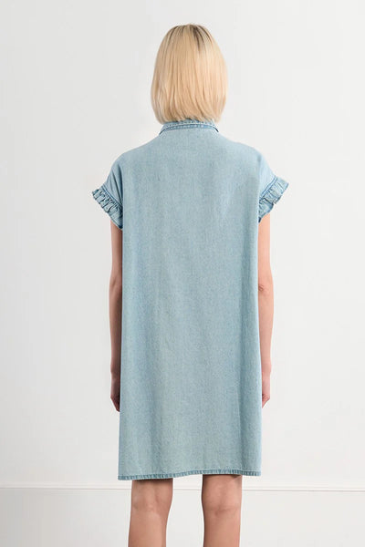 Denim Cotton Smocked Dress - Lulu Bella Boutique
