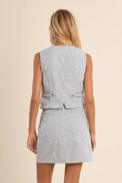 Striped Denim Blazer - Lulu Bella Boutique