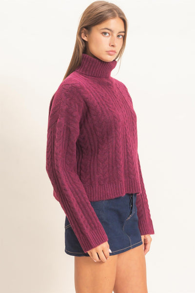 Cable Knit Turtleneck Sweater