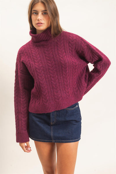 Cable Knit Turtleneck Sweater