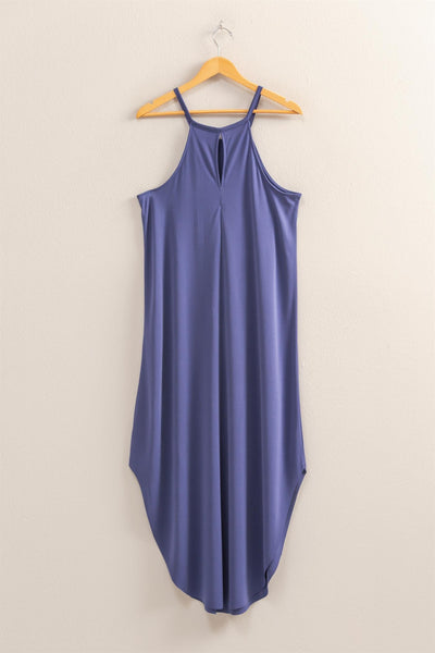 Halter Neck Asymmetrical Midi Dress