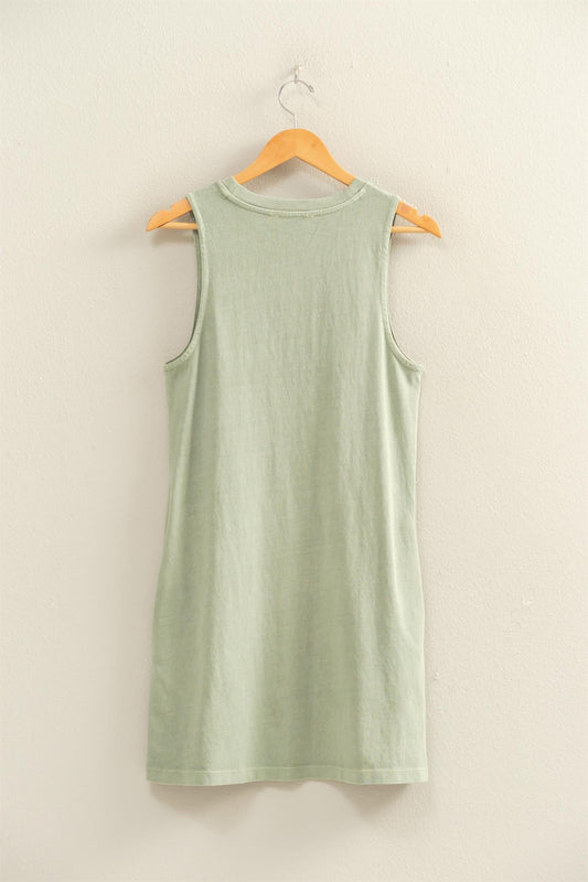Pigment Dyed Sleeveless Mini Dress