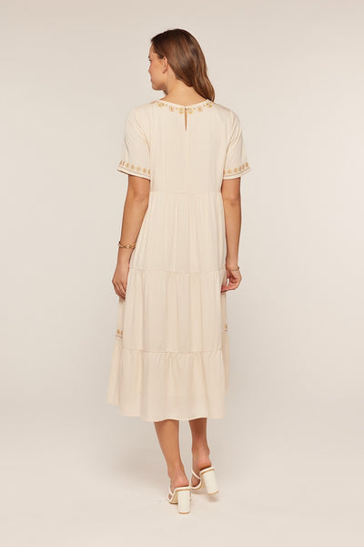 Embroidered Tiered Midi Dress Extended Size - Lulu Bella Boutique