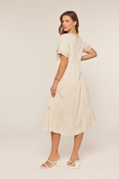 Embroidered Tiered Midi Dress Extended Size - Lulu Bella Boutique