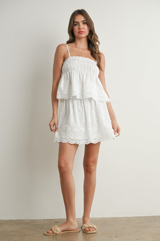 Eyelet Ruffle Smocked Set