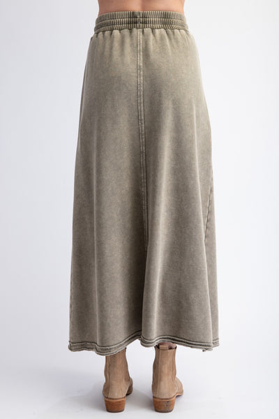 Mineral Washed Terry Knit Maxi Skirt