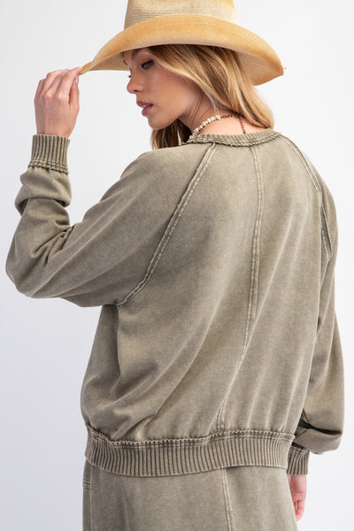 Mineral Wash Terry Knit Pullover