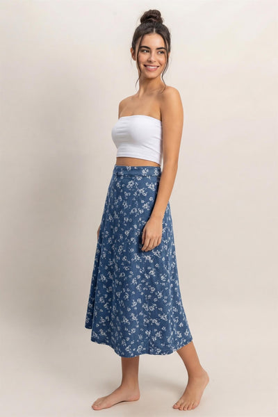 Floral A-line Midi Skirt - Lulu Bella Boutique
