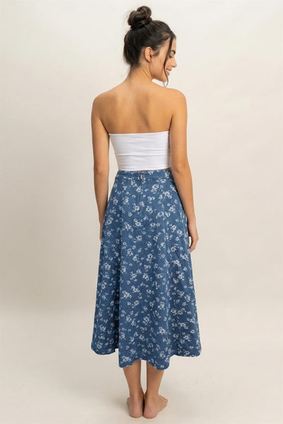 Floral A-line Midi Skirt - Lulu Bella Boutique