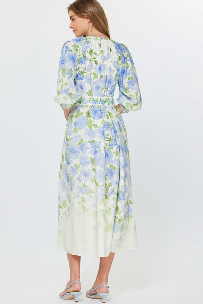 Floral Printed Belted Midi Dress
