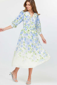 Floral Printed Belted Midi Dress