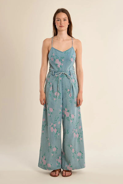 Floral Denim Jumpsuit - Lulu Bella Boutique