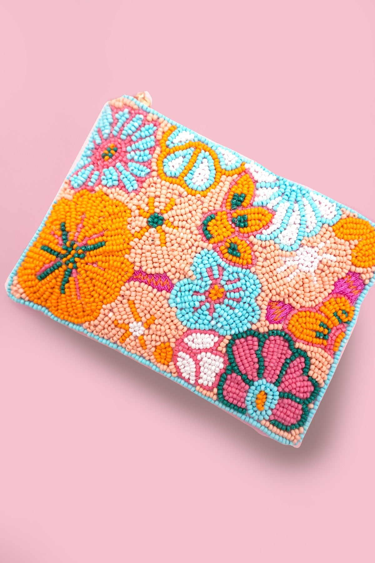 Flower Sead Bead Coin  Pouch