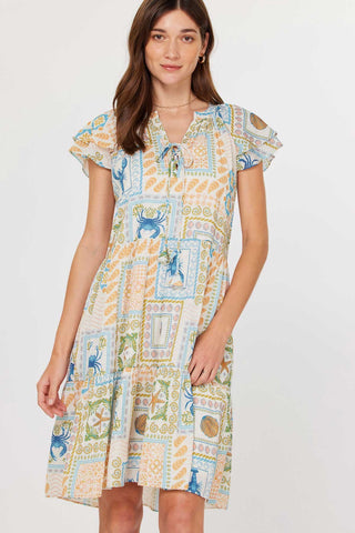 Coastal Patchwork Printed Mini Dress