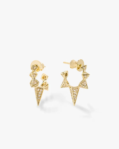 Gabriella Pavé Spiked Hoops Gold|White Diamondettes