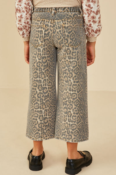 Girls Washed Leopard Print Relaxed Fit Denim Jeans - Lulu Bella Boutique