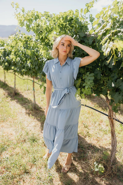 The Goldie Dress in Peaceful Blue - Lulu Bella Boutique