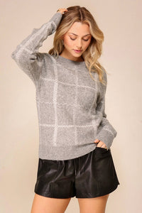 Plaid Crew Neck Sweater