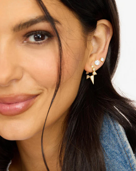 Gabriella Pavé Spiked Hoops Gold|White Diamondettes - Lulu Bella Boutique