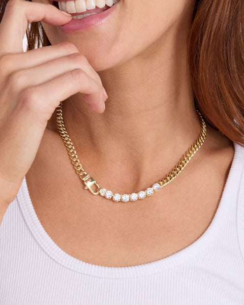 Julian Loves Diamonds Necklace 16": Gold|White Diamondettes - Lulu Bella Boutique