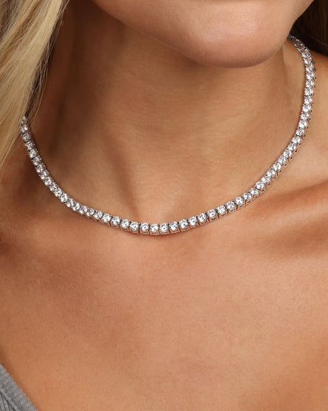 Grand Heiress Tennis Necklace 4mm Silver|White Diamondettes