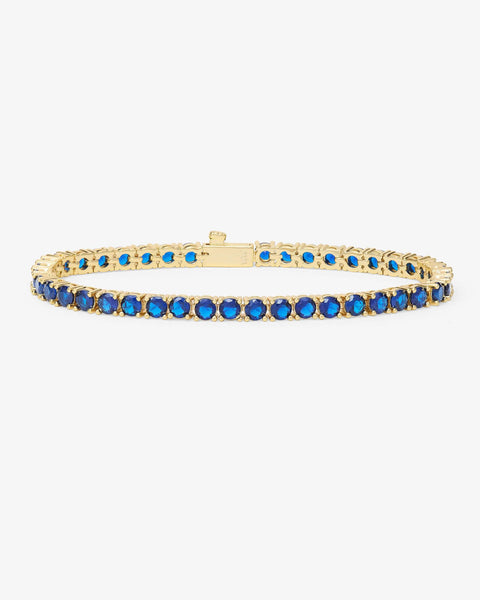 Grand Heiress Tennis Bracelet 4mm Gold|Blue Sapphire Diamondettes