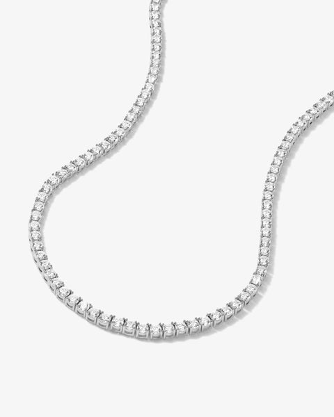Grand Heiress Tennis Necklace 4mm Silver|White Diamondettes