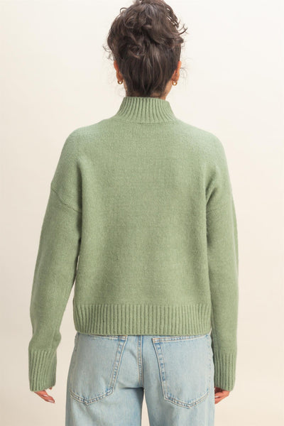 High Neck Drop Shoulder Sweater