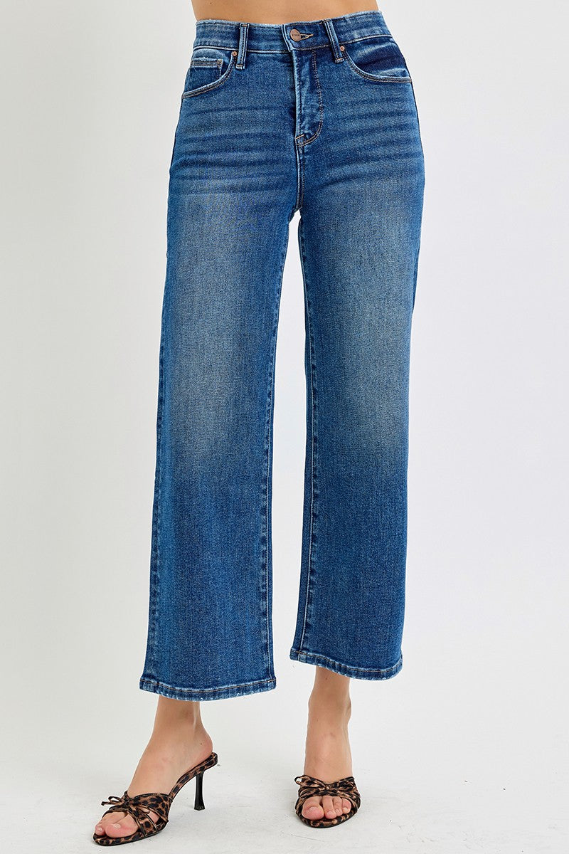 High Rise Crop Wide Leg Jeans