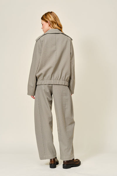 Houndstooth Double Breasted Half Trench Jacket - Lulu Bella Boutique