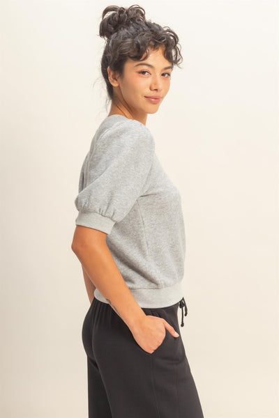 Puff Short Sleeve Crew Neck Top - Lulu Bella Boutique