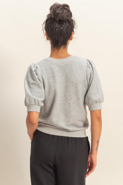 Puff Short Sleeve Crew Neck Top - Lulu Bella Boutique