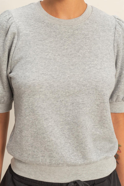 Puff Short Sleeve Crew Neck Top - Lulu Bella Boutique