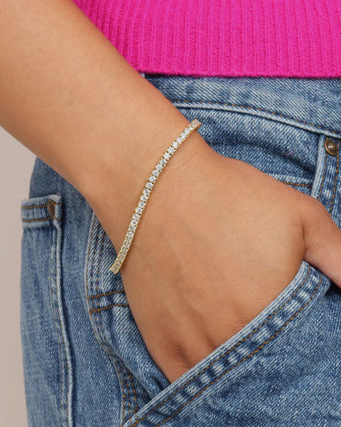 Heiress Tennis Bracelet: Gold|White Diamondettes - Lulu Bella Boutique