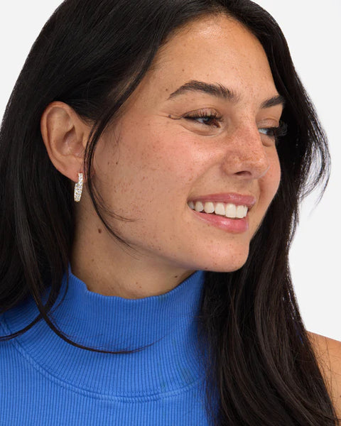 Heiress Hoops .75" Gold|White Diamondettes