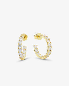 Heiress Hoops .75" Gold|White Diamondettes