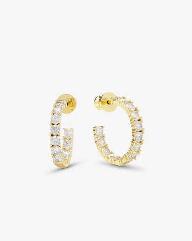 Heiress Hoops .75" Gold|White Diamondettes