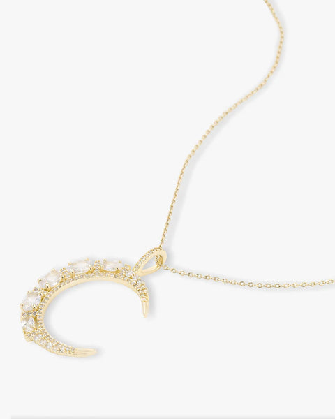 She's an Icon Moon Necklace Gold|White Diamondettes
