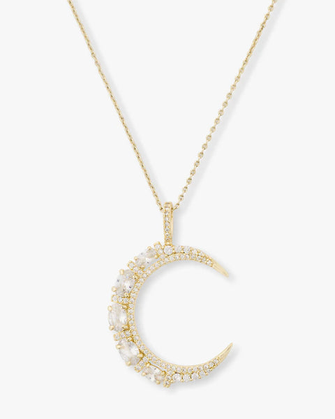 She's an Icon Moon Necklace Gold|White Diamondettes