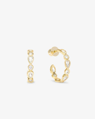 Isla Hoops .75" Gold|White Diamondettes