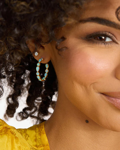 Isla Hoops 1" Gold|Blue Opal - Lulu Bella Boutique