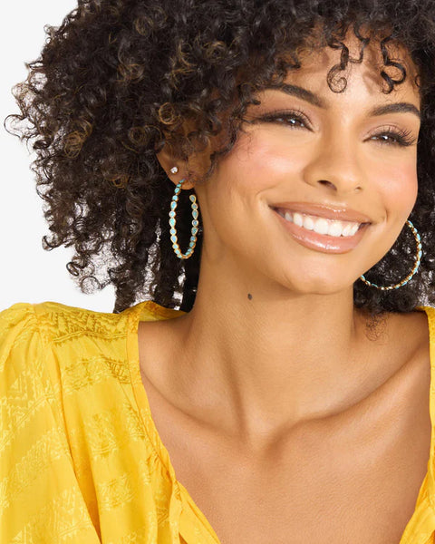 Isla Hoops 2" Gold|Blue Opal - Lulu Bella Boutique