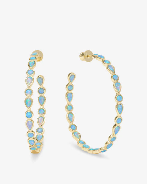 Isla Hoops 2" Gold|Blue Opal - Lulu Bella Boutique