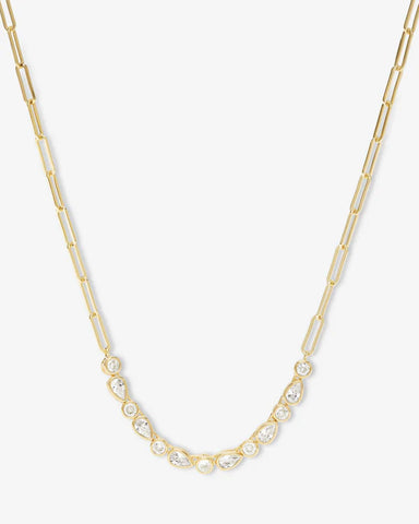 Isla Samantha Tennis Necklace Gold|White Diamondettes