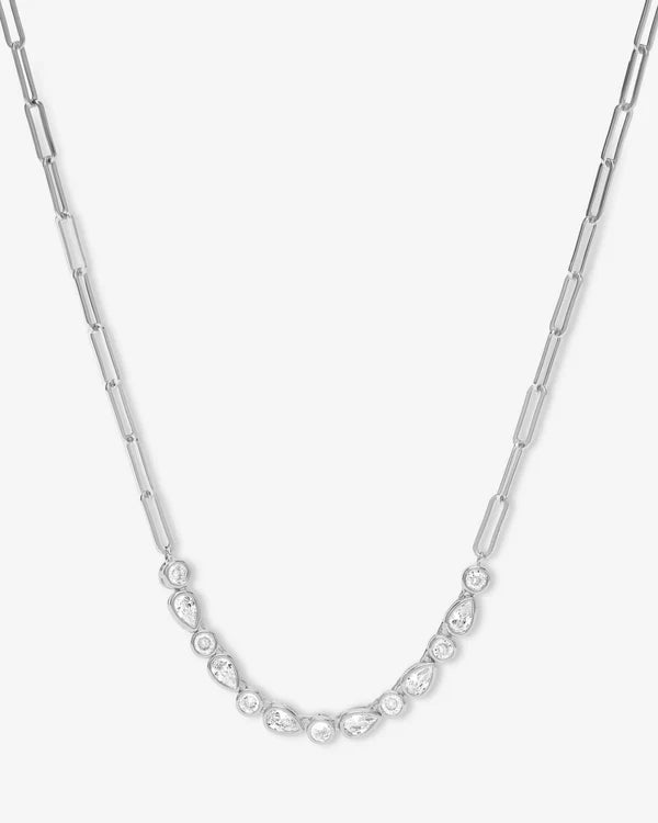Isla Samantha Tennis Necklace Gold|White Diamondettes